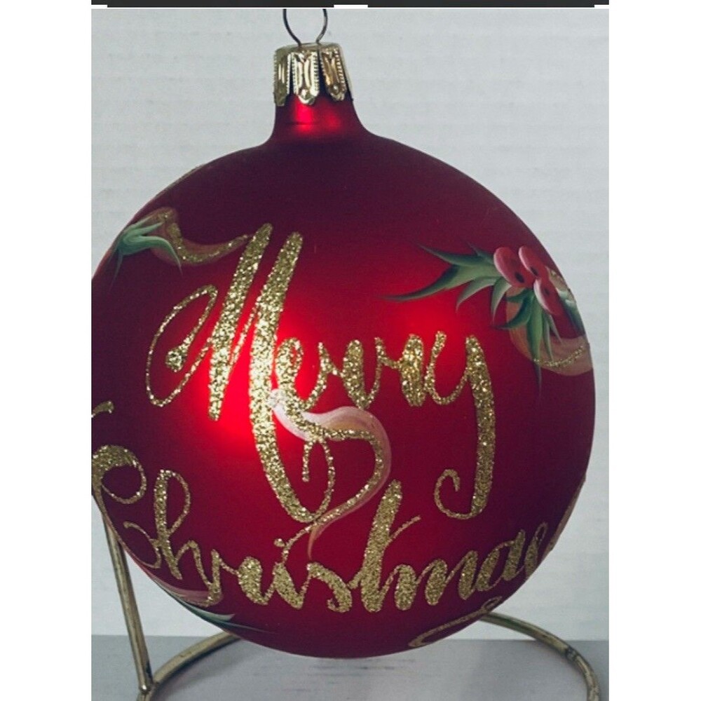 Smith & Hawken Glass Ornament Jumbo 3 1/2” Hand Painted 2004 Poland  target Box
